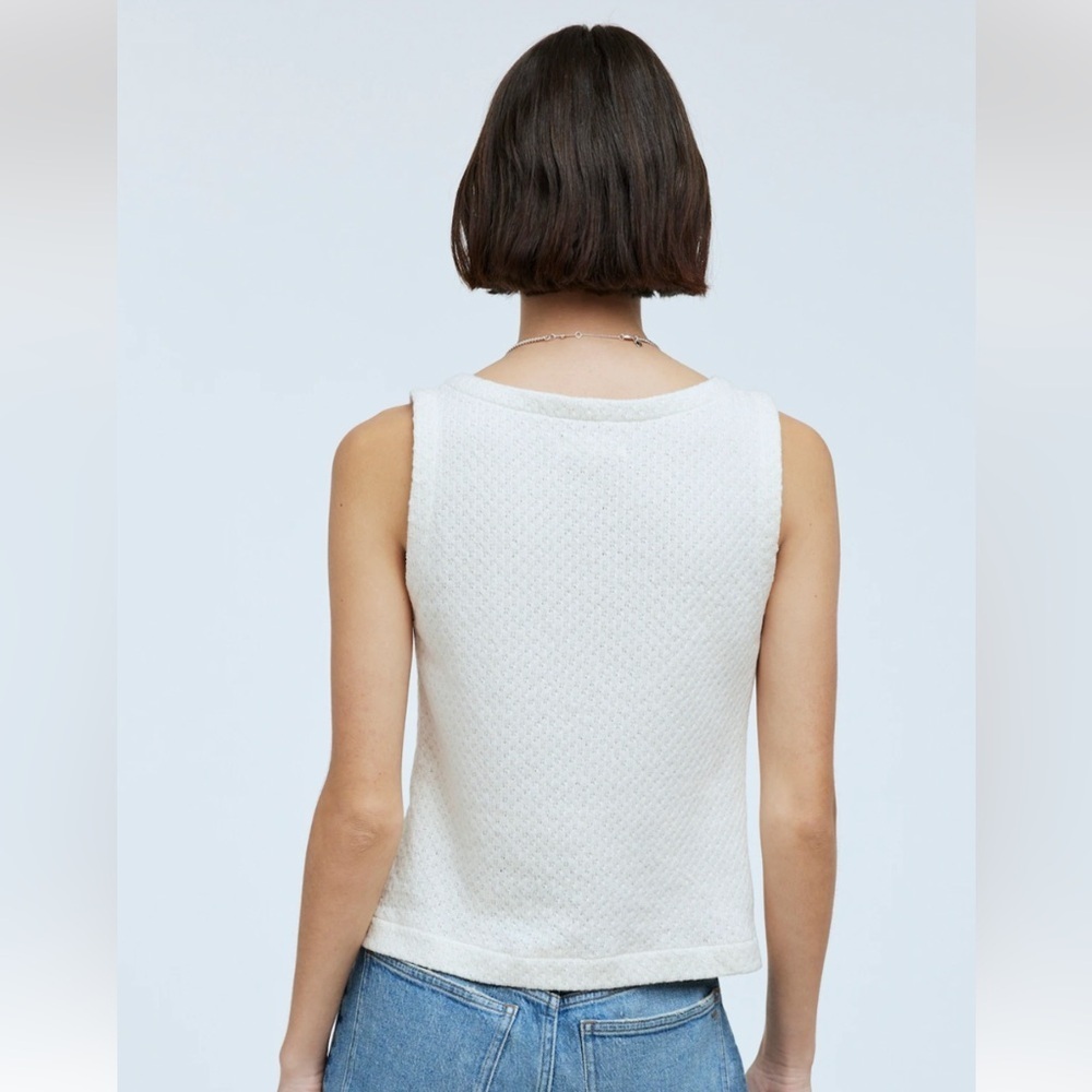 MADEWELL Pointelle Single-Button Vest Size M Bleached Canvas - Picture 4 of 13
